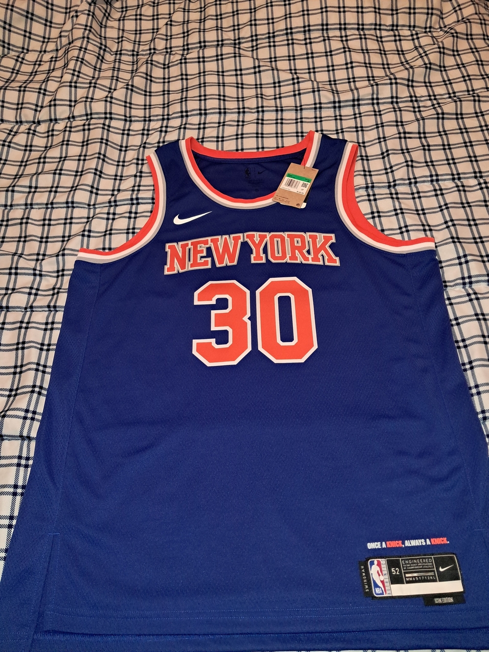Nike New York Knicks Royal Blue and Orange #30 Julius Randle Jersey